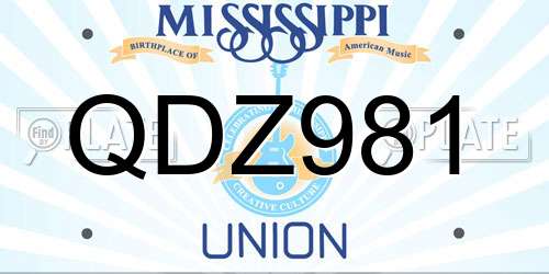 QDZ981 Mississippi License Plate