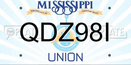 QDZ98I Mississippi License Plate