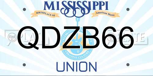 QDZB66 Mississippi License Plate