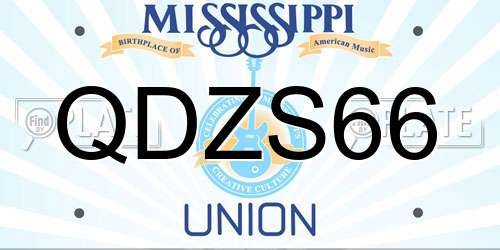 QDZS66 Mississippi License Plate