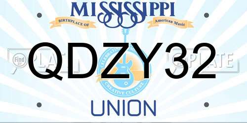 QDZY32 Mississippi License Plate
