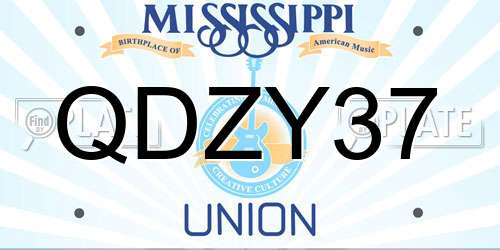 QDZY37 Mississippi License Plate