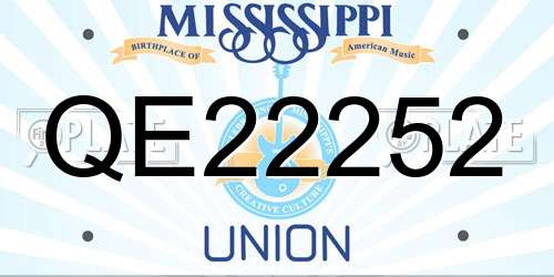 QE22252 Mississippi License Plate
