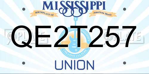 QE2T257 Mississippi License Plate