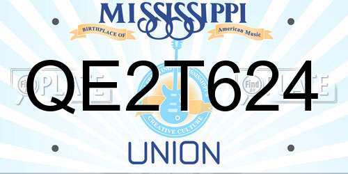 QE2T624 Mississippi License Plate