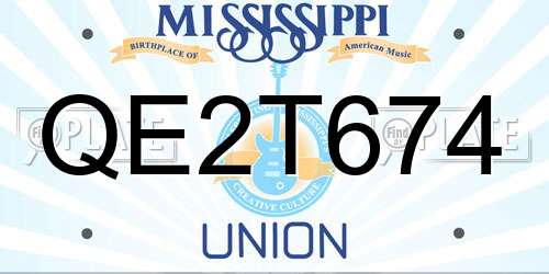 QE2T674 Mississippi License Plate