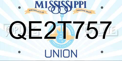 QE2T757 Mississippi License Plate