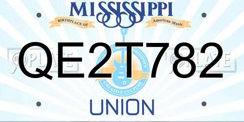 QE2T782 Mississippi License Plate