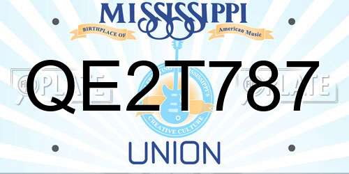 QE2T787 Mississippi License Plate