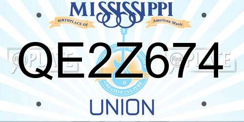 QE2Z674 Mississippi License Plate