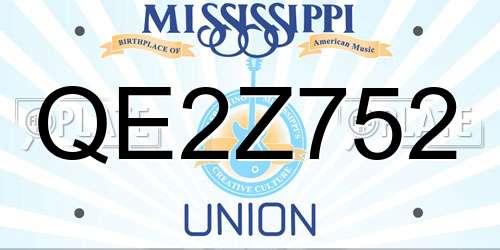 QE2Z752 Mississippi License Plate
