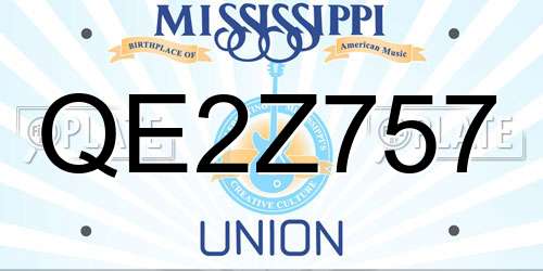 QE2Z757 Mississippi License Plate