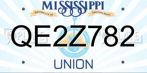 QE2Z782 Mississippi License Plate