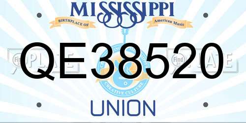 QE38520 Mississippi License Plate