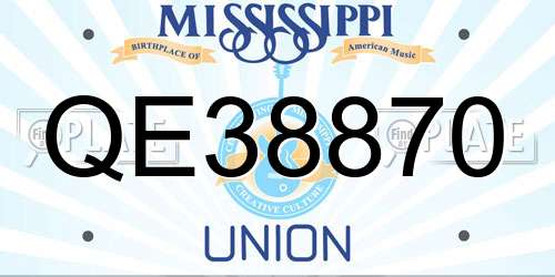 QE38870 Mississippi License Plate