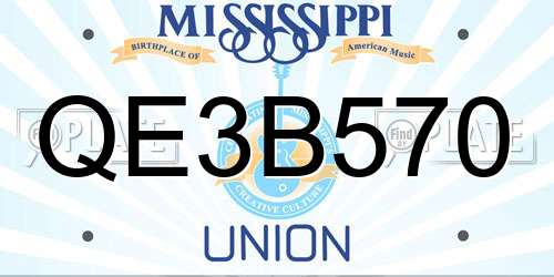 QE3B570 Mississippi License Plate