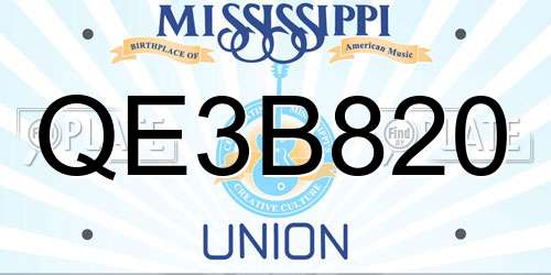 QE3B820 Mississippi License Plate