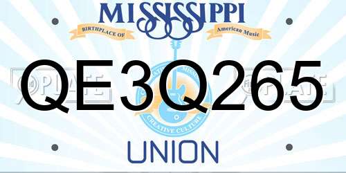 QE3Q265 Mississippi License Plate