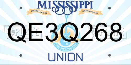 QE3Q268 Mississippi License Plate