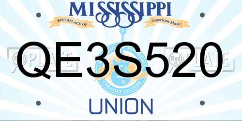 QE3S520 Mississippi License Plate
