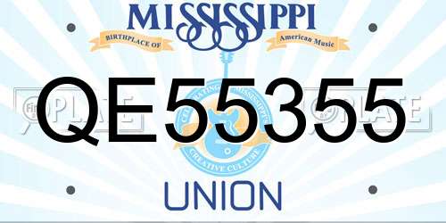 QE55355 Mississippi License Plate