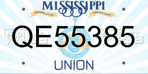 QE55385 Mississippi License Plate