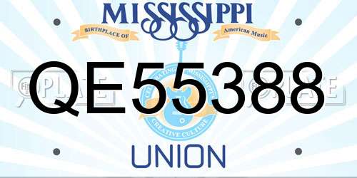QE55388 Mississippi License Plate