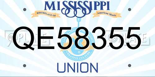 QE58355 Mississippi License Plate