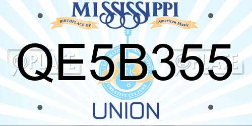 QE5B355 Mississippi License Plate