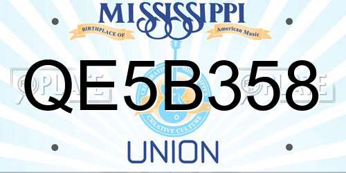 QE5B358 Mississippi License Plate
