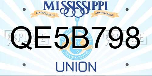 QE5B798 Mississippi License Plate