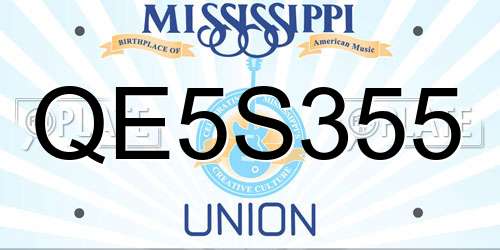 QE5S355 Mississippi License Plate