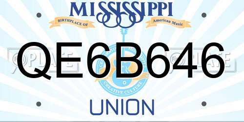 QE6B646 Mississippi License Plate