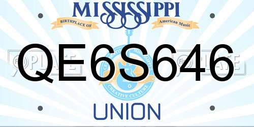 QE6S646 Mississippi License Plate