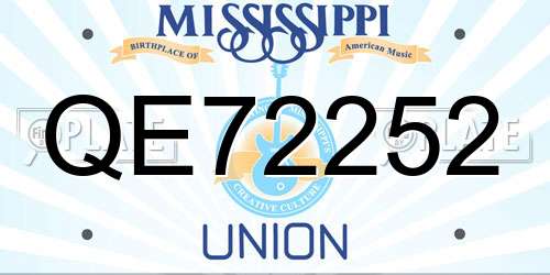 QE72252 Mississippi License Plate