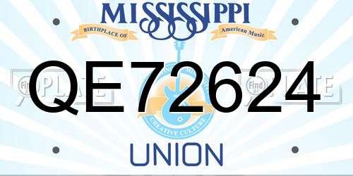 QE72624 Mississippi License Plate