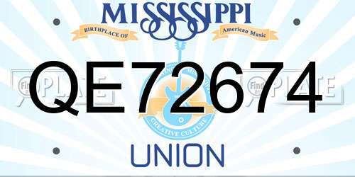 QE72674 Mississippi License Plate