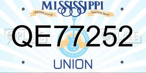 QE77252 Mississippi License Plate