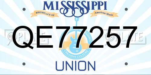 QE77257 Mississippi License Plate