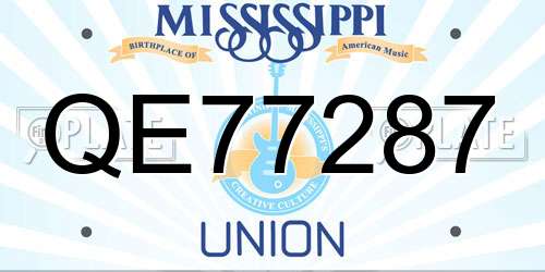 QE77287 Mississippi License Plate