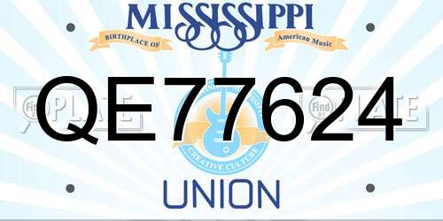 QE77624 Mississippi License Plate