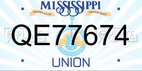 QE77674 Mississippi License Plate