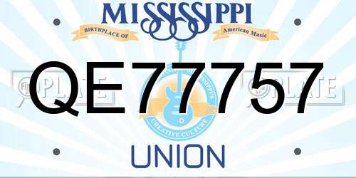 QE77757 Mississippi License Plate