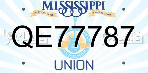 QE77787 Mississippi License Plate