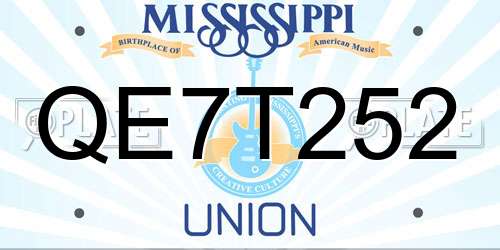 QE7T252 Mississippi License Plate