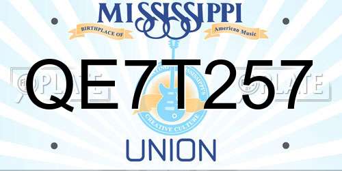 QE7T257 Mississippi License Plate