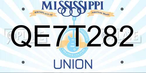QE7T282 Mississippi License Plate