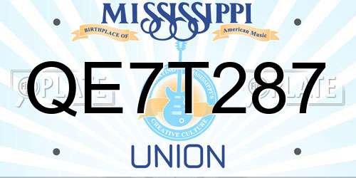 QE7T287 Mississippi License Plate