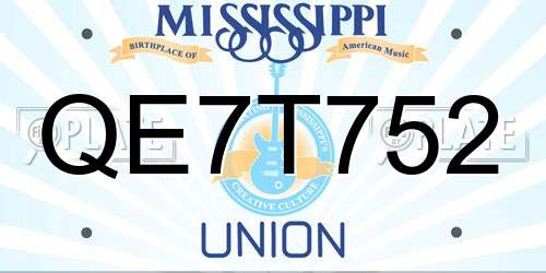 QE7T752 Mississippi License Plate