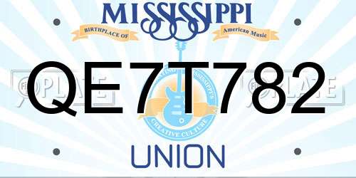 QE7T782 Mississippi License Plate
